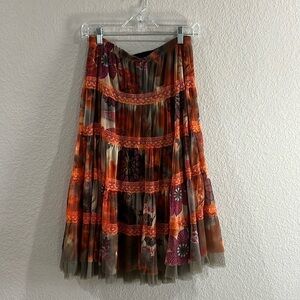 Lapis skirt womens S floral layered boho tule midi